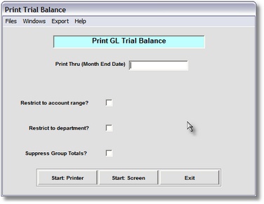 Print Trial Balance Print Trial Balance