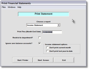 Print Financial Statements Print Financial Statements