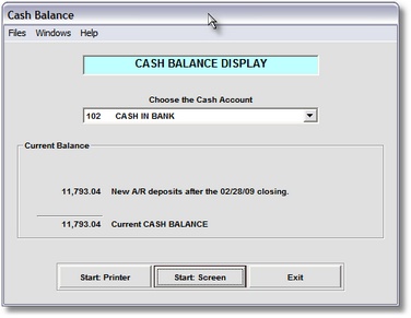 Cash Balance Query