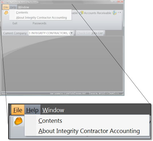 Dashboard Help Menu Dropped Down