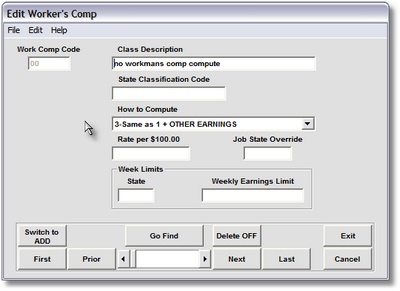 Worker's Comp. Codes and Rates