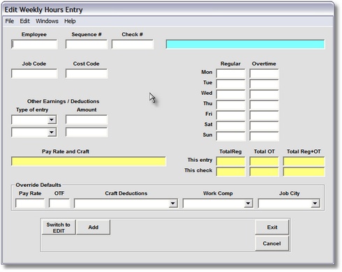 Enter the Hourly Employee Time Cards
