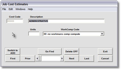Edit Master Cost Codes