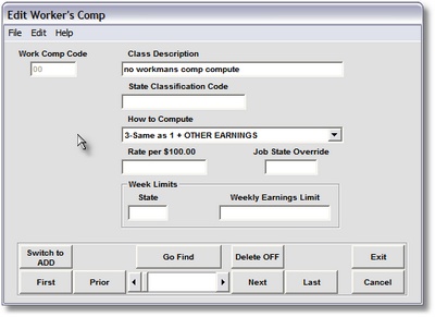 Edit Worker's Comp