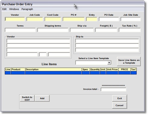 Purchase Order Entry